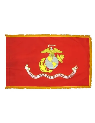 3' x 5' Marine Indoor Flag With Pole Hem and Fringe