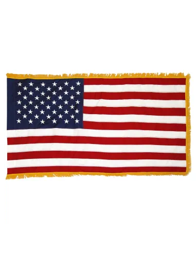 2 1/2' x 4' U.S. Nylon Indoor / Parade Flag - Gold Fringed