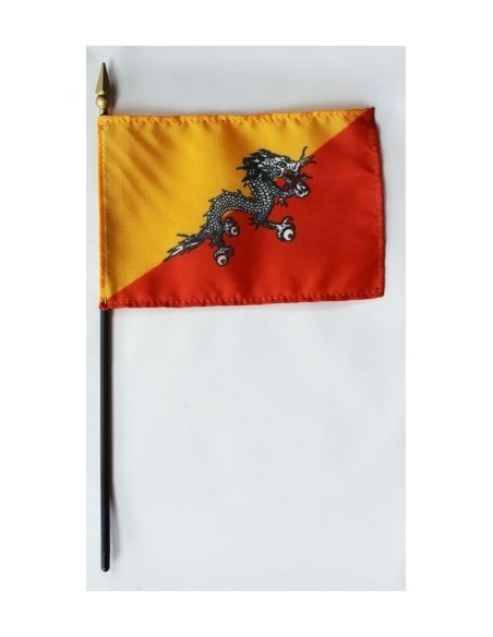 Bhutan 4" x 6" Mounted Flags