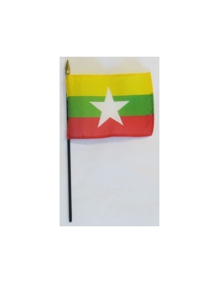 Myanmar (Burma) 4" x 6" Mounted Flags