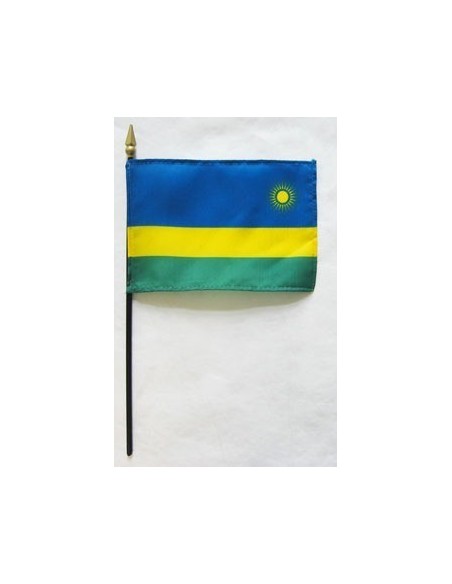 Rwanda 4" x 6" Mounted Flags