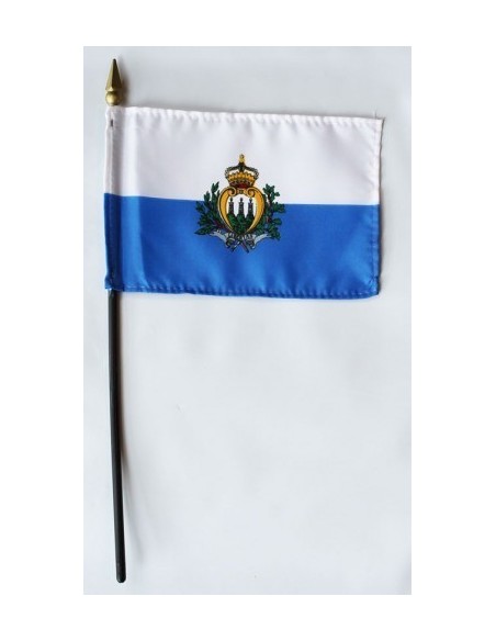 San Marino 4" x 6" Mounted Flags