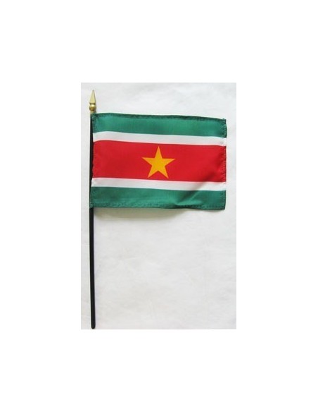 Suriname 4" x 6" Mounted Flags