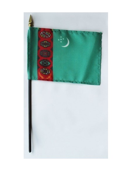 Turkmenistan 4" x 6" Mounted Flags