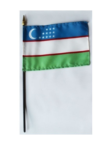 Uzbekistan 4" x 6" Mounted Flags