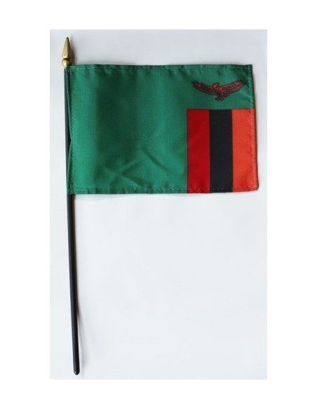 Zambia 4" x 6" Mounted Flags