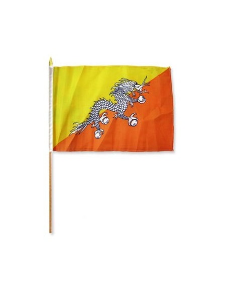 Bhutan 12" x 18" Mounted Flag