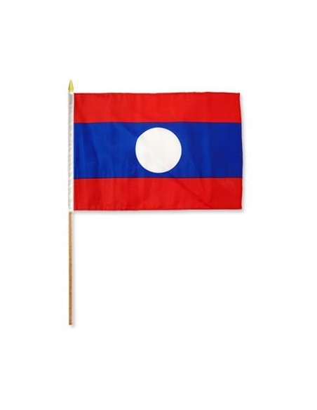 Laos 12" x 18" Mounted Flag