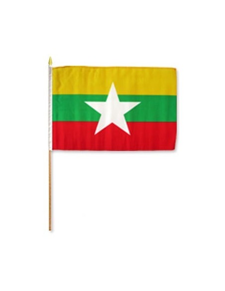 Myanmar (Burma) 12" x 18" Mounted Flag