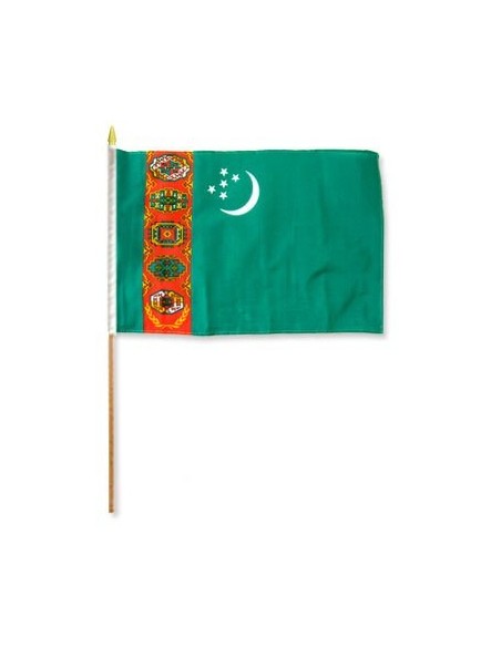 Turkmenistan 12" x 18" Mounted Flag