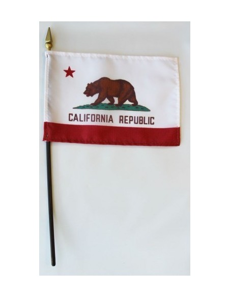 California 4" x 6" Mounted Flags