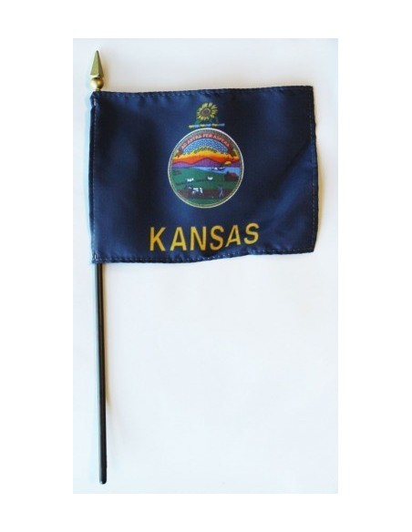 Kansas 4" x 6" Mounted Flags