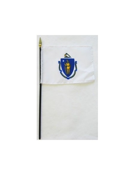 Massachusetts 4" x 6" Mounted Flags