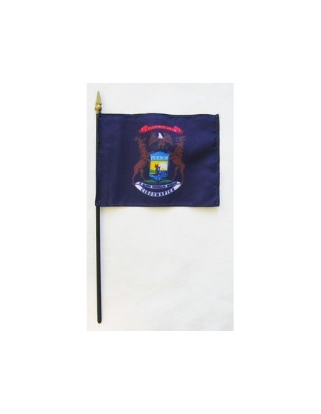 Michigan 4" x 6" Mounted Flags