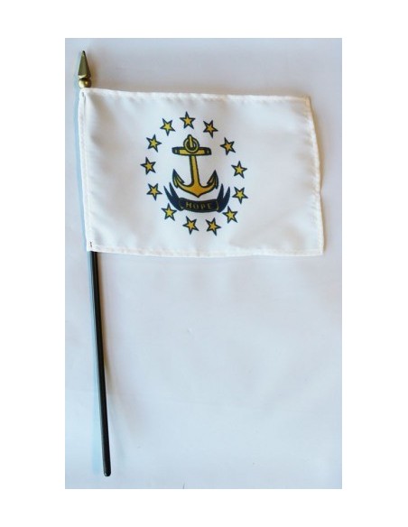 Rhode Island 4" x 6" Mounted Flags