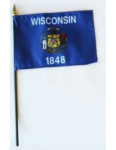 Wisconsin 4" x 6" Mounted Flags | Buy Online