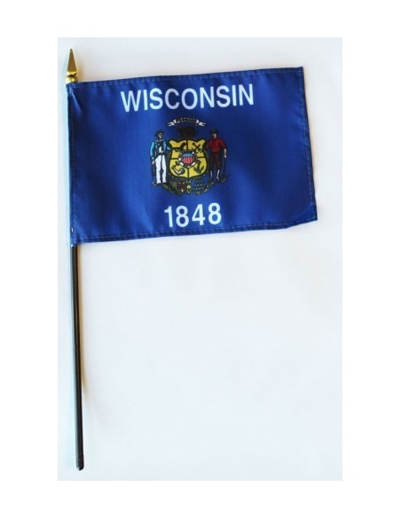 Wisconsin 4" x 6" Mounted Flags